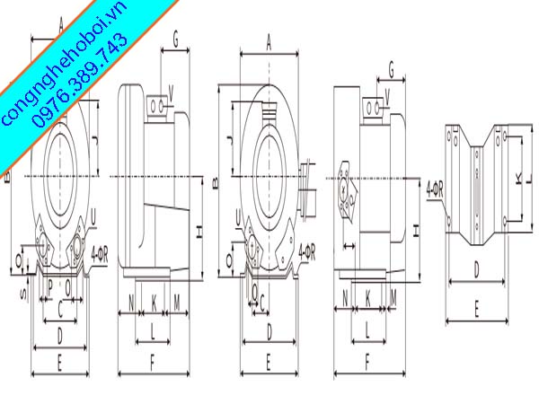 Bản Vè Kích Thước Máy Thổi Khí Con Sò GF Seris